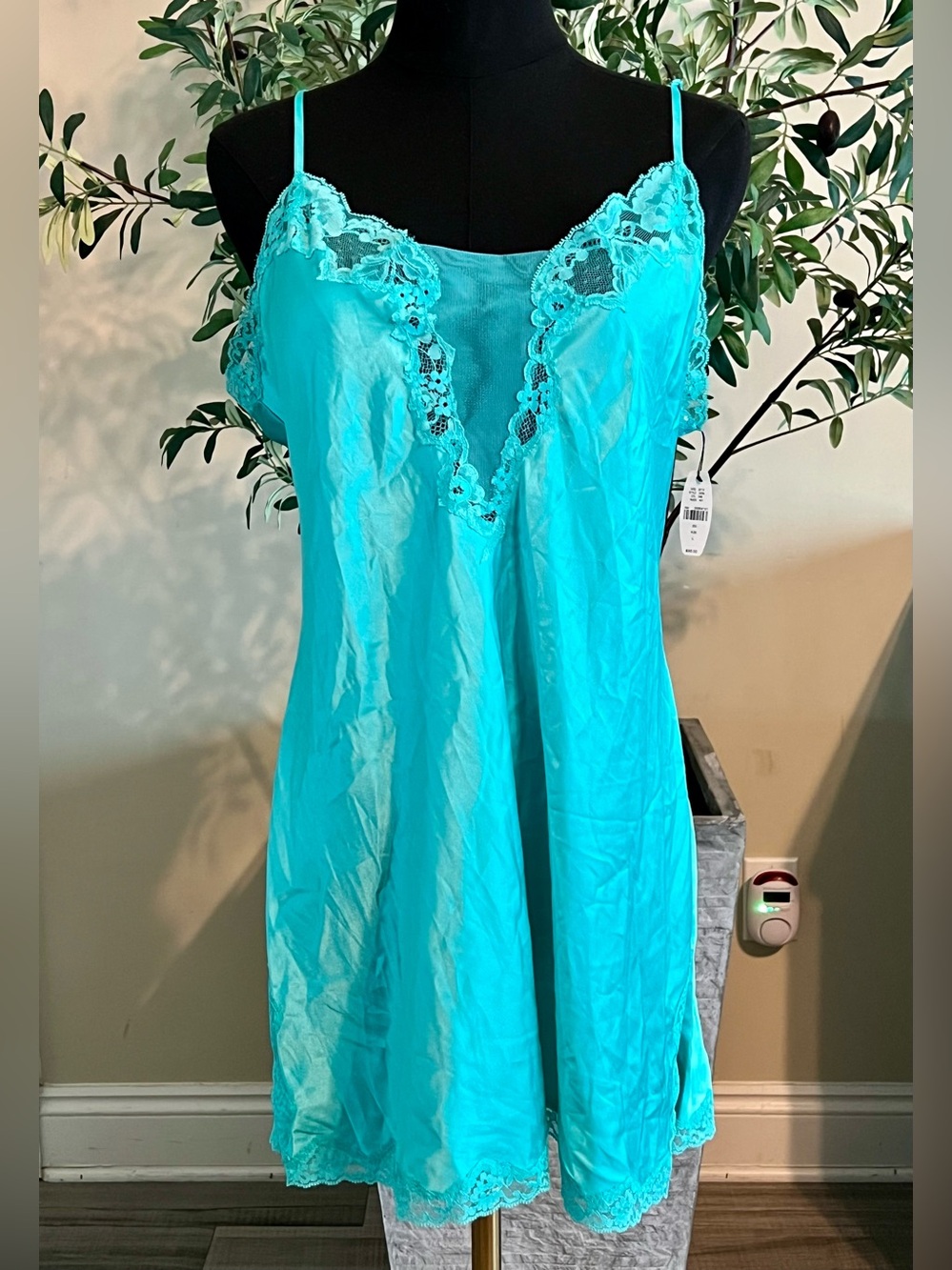 Victoria's Secret Turquoise Lace Trim Slip Chemise